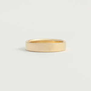 Yellow Gold Wedding Band - 4mm Wide - Flat - Polished