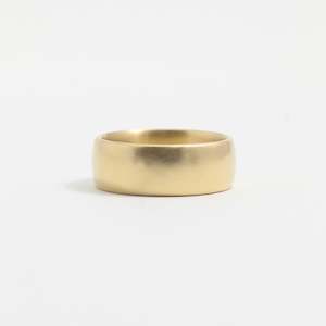 Yellow Gold Wedding Band - 7mm Wide - Rounded - Matte