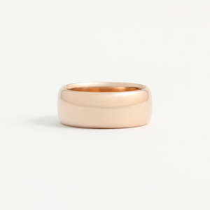 Rose Gold: Rose Gold Wedding Band - 8mm Wide - Rounded - Polished