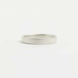White Gold Wedding Band - 3mm Wide - Flat - Matte