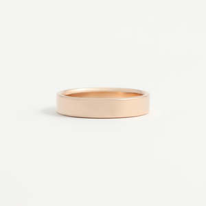 Rose Gold Wedding Band - 4mm Wide - Flat - Polished