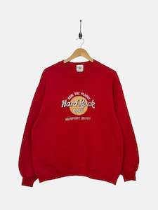 90's Hard Rock Cafe Newport Beach USA Made Embroidered Vintage Sweatshirt Size S