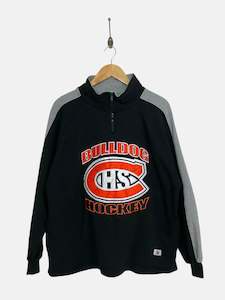 Collared Sweatshirts: 90's HS Bulldog Embroidered Vintage Quarterzip Sweatshirt Size L