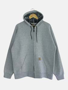 Grey Sweatshirts: 90's Carhartt Vintage Zip-up Hooded Sweatshirt Size XL