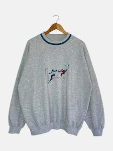 Grey Sweatshirts: 90's John Ashford Sport Embroidered Vintage Sweatshirt Size XL