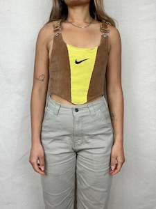 90's Reworked Nike Corduroy Embroidered Vintage Corset Size 6