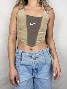 90's Reworked Nike Corduroy Embroidered Vintage Corset Size 8