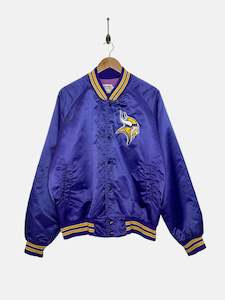 Sale: 90's Vikings Embroidered Vintage Satin Bomber Jacket Size M