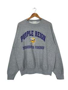 Grey: 90's Minnesota Vikings "Purple Reign" Vintage Sweatshirt Size L-XL
