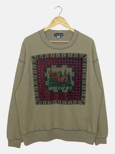 Usa Vintage: 90's Foster Classics Moose Textured Vintage Sweatshirt Size L