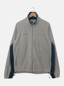 Grey: 90's Columbia Embroidered Vintage Fleece Jacket Size XL
