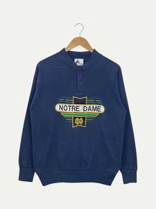 90's Notre Dame Embroidered Vintage Button-up Sweatshirt Size S
