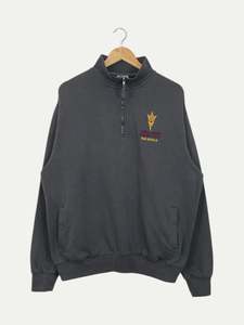 Mens Sweatshirts: 90's Arizona Sun Devils Embroidered Vintage Quarter-zip Sweatshirt Size XL
