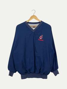 90's Indians Embroidered Vintage Pull-over Jacket Size L