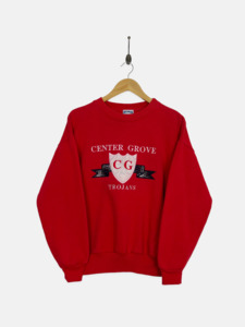 University: 90's Centre Grove Trojans USA Made Embroidered Vintage Sweatshirt Size 8
