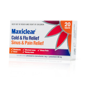 Frontpage: Maxiclear® Cold & Flu/Sinus & Pain Relief Tablets