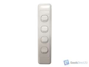 Light Switch, Narrow – 4 Gang – Vertical – 10A