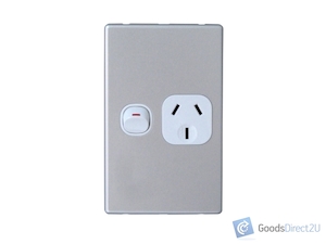 Power Point – Single – Vertical – Slimline, Alu – 10A