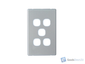 Products: Blank Plate – Slimline, Alu – 5 Gang