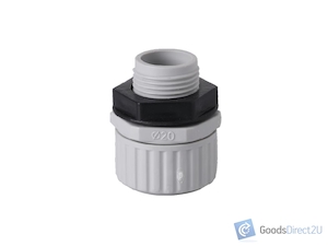 Conduit Adapter – Corrugated to Thread – 20mm (Grey)