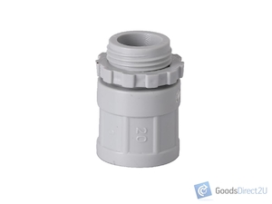 Conduit Adapter – Plain to Thread with Lock Ring – 20mm (Grey)