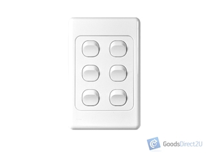Light Switch – 6 Gang – Vertical – 10A