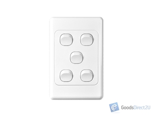 Products: Light Switch – 5 Gang – Vertical – 10A
