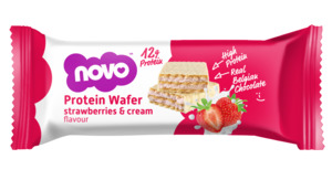 Novo Protein Wafers: Strawberries & Cream Protein Wafer | Novo High-Protein Snack | 40g
