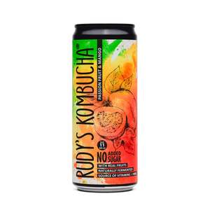Rudys Kombucha: Rudy’s Kombucha Passion Fruit Mango 330ml - No Added Sugar