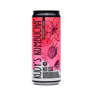 Rudys Kombucha: Rudy’s Kombucha Raspberry & Basil 330ml – No Added Sugar