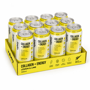 Vybey Collagen + Energy Drink Lemon & Lime 330ml | Display Case 12 Cans