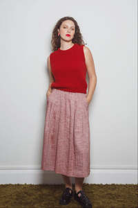 Dalston: Dalston Sapphire Skirt - Ruby Herringbone