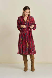 Pom Amsterdam: POM Dress - Woody Burgundy Red