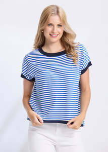 Stella Gemma: Stella and Gemma Laneway Top - Cobalt Stripe