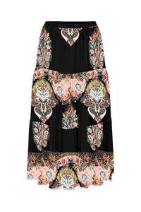 Lollys Laundry Morning Midi Skirt - Black Paisley Print