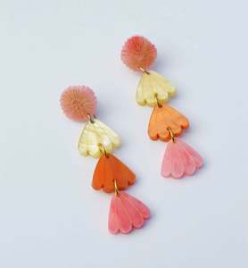Hagen Co: Hagen & Co Sunbeam Earrings - Coral