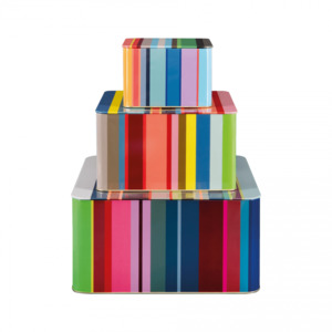 Storage Organisation: Remember Tin Boxes Set of 3 - Striped