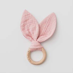 Over The Dandelions Bunny Ears Teether - Blush Pink