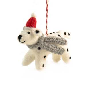 Non Clothing Sale: Nepalese Felted Xmas Decoration - Spot Dog