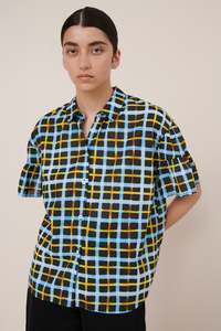 Clothing Footwear Sale: Kowtow Painterly Blouse - Neon Tartan