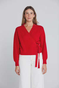 Clothing Footwear Sale: Thing Thing Wrapt Cardigan - Sizzling Scarlet