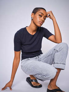 Clothing Footwear Sale: Mos Mosh Bouch Rib Short Sleeve Knit - Salute Navy