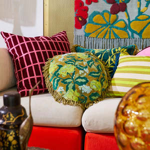 Sage And Clare: Sage and Clare Margot Velvet Cushion - Olive