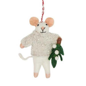 Christmas: Nepalese Felted Decoration - Mabel Mouse