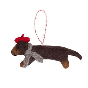 Christmas: Nepalese Felted Decoration - Dachsund