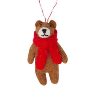 Christmas: Nepalese Felted Decoration - Brown Bear
