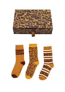 Frnch: FRNCH Ivete Socks 3 Pack - Leopard