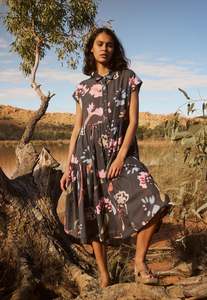 Nancybird: Nancybird Maja Dress - Watercolour Charcoal