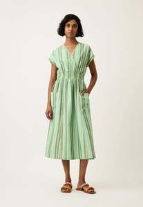 Nancybird Hana Wrap Dress - Green Stripe