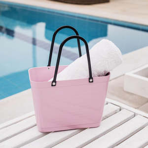 Hinza Green Plastic (Sugar Cane) Bag Small - Dusty Pink